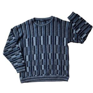 Vintage Protege Collection Wool Blend Stripe Sweater Sz XL 90s 3D Funky Knit USA